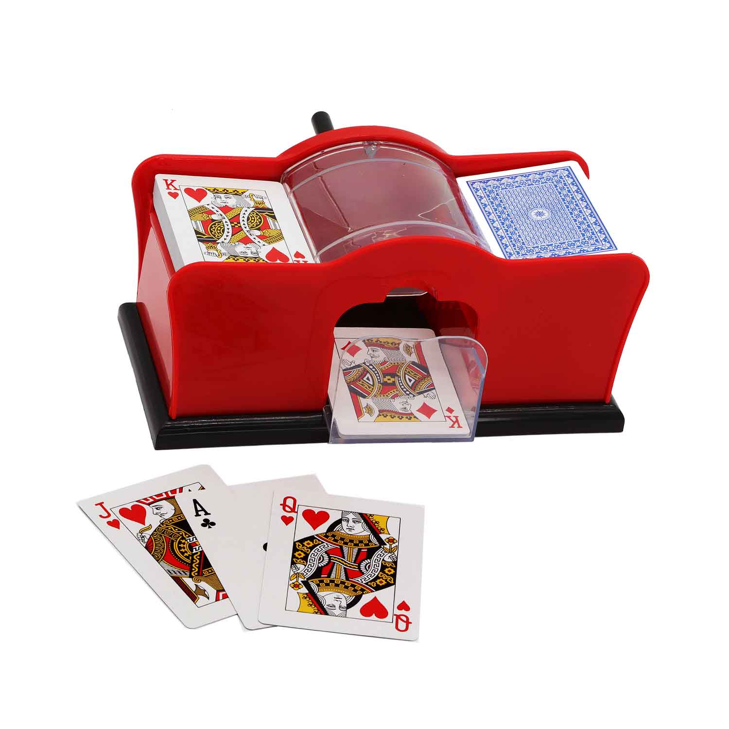 Card Shuffler for Poker Deck, Playing Cards, Manual, Bridge and Poker, Casino Style, 1-2 Deck | Red G8Central