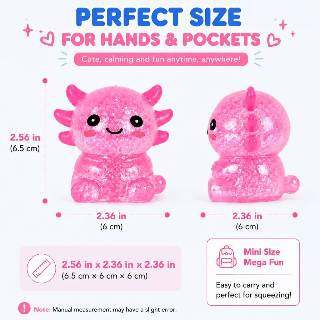 Glitter Axolotl Squishy Stress Ball – Cute Slow-Rising Sensory Fidget Toy