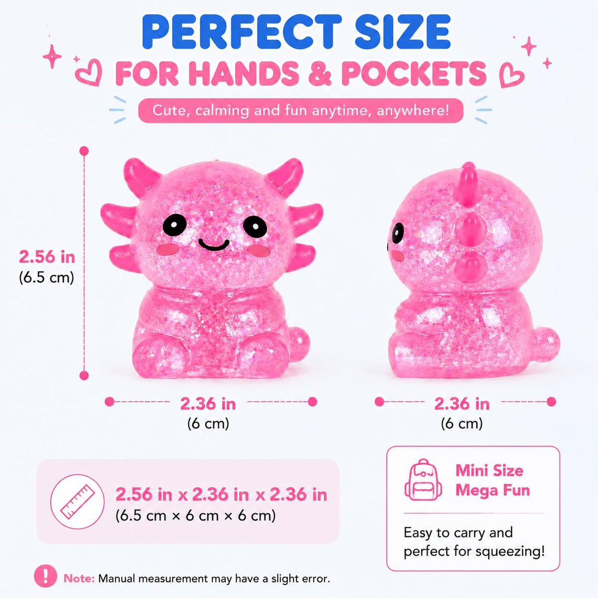 Glitter Axolotl Squishy Stress Ball – Cute Slow-Rising Sensory Fidget Toy