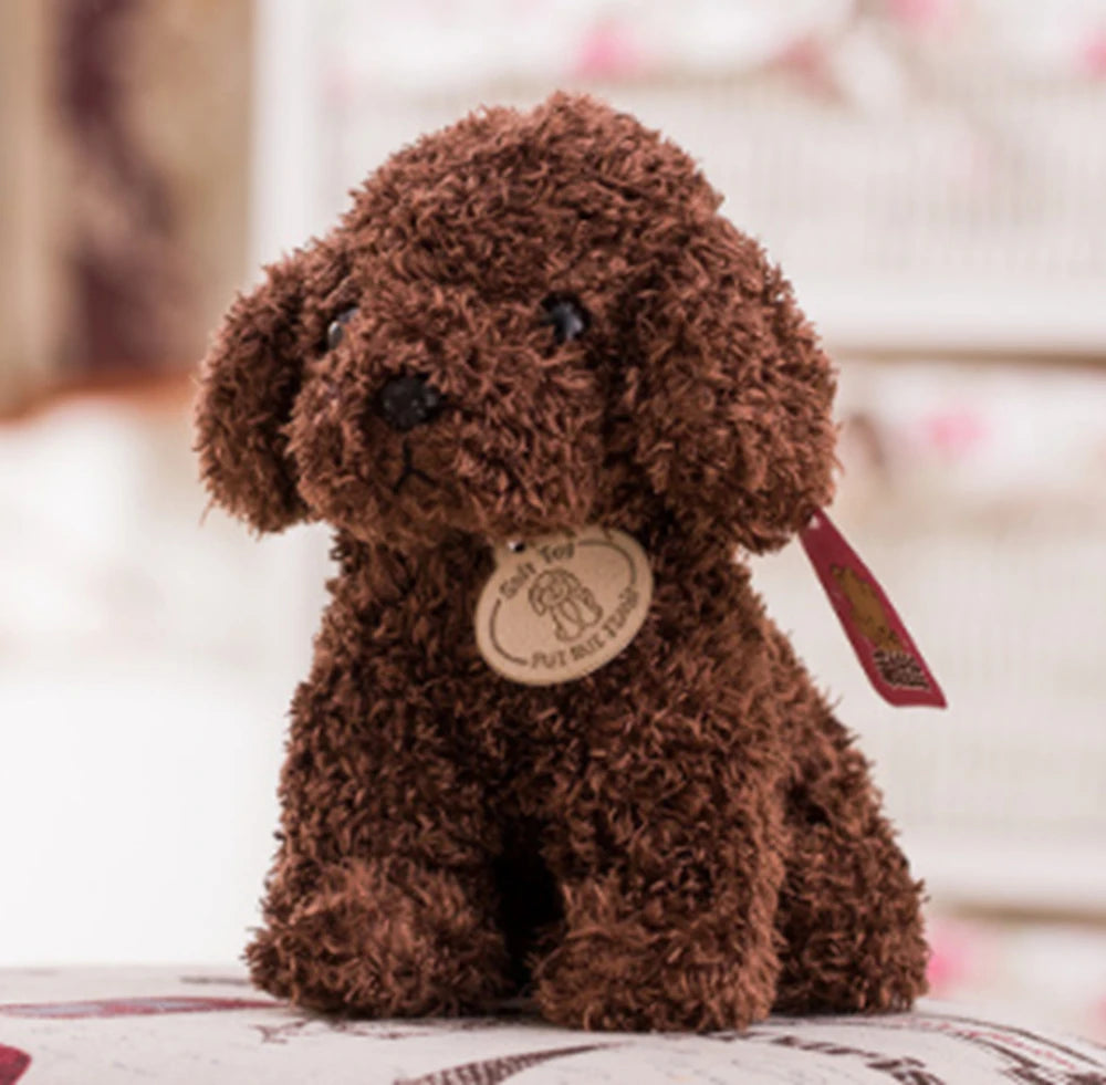 🐶🧸 8" Cute Teddy Dog Plush Toy – Curly Simulation Puppy Doll with Hanging Tag