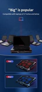 🔥❄️ COOLCOLD 17-Inch Gaming Laptop Cooler – 6 Fans 2600RPM LED Screen