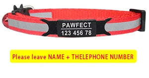 🐱✨ Reflective Adjustable Cat Collar – Personalized ID Free Engraving