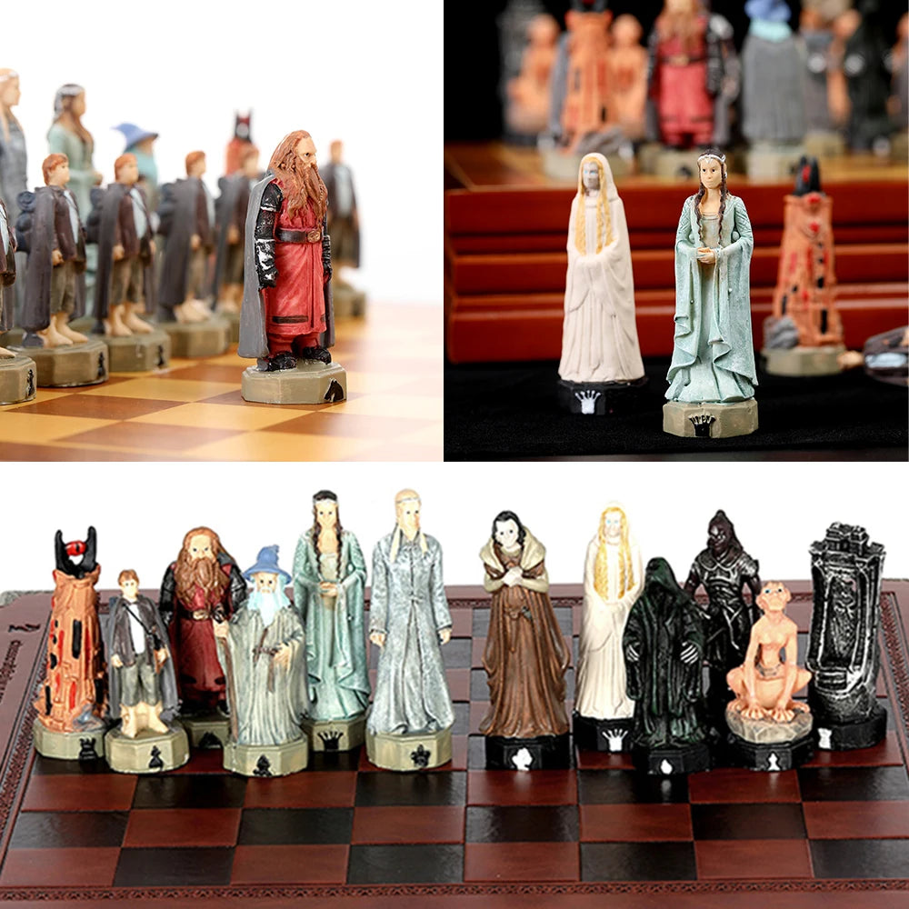 Luxury War‑Themed Metal & Resin Chess Set ♟️ | Hand‑Painted Knights on Leather Board | 32‑Piece Strategy Gift Set 🎁