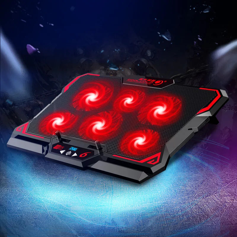 🔥❄️ COOLCOLD 17-Inch Gaming Laptop Cooler – 6 Fans 2600RPM LED Screen
