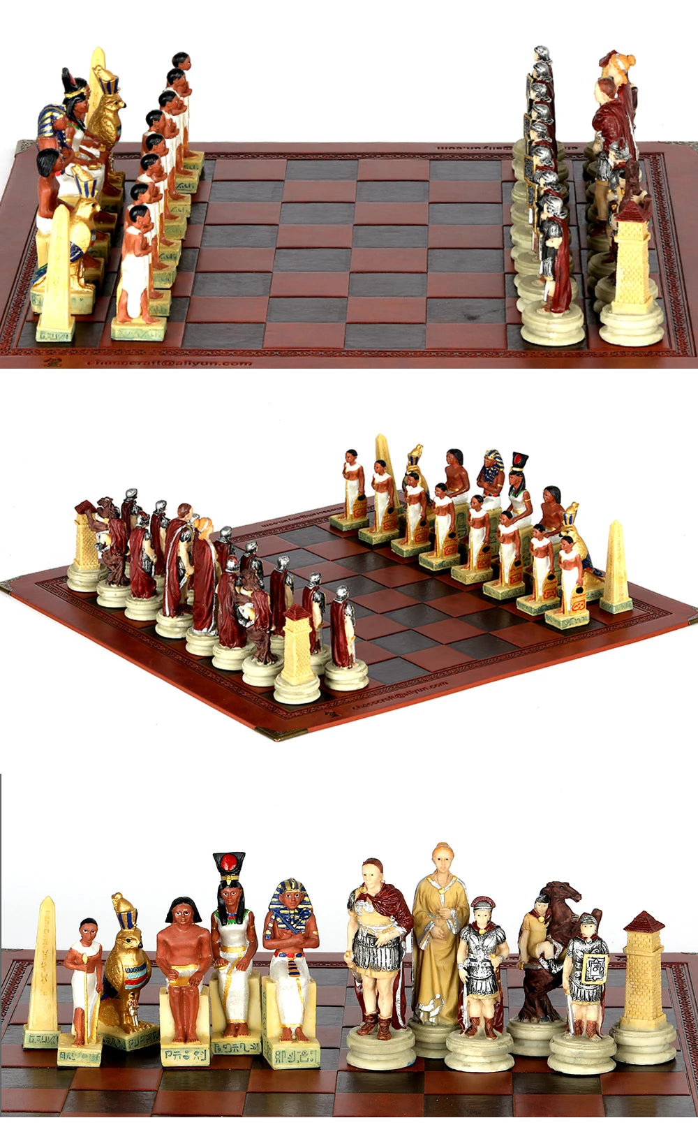Role Theme Historical Chess Set ♟️ | Hand‑Painted Resin Pieces & Embossed Leather Board 🪄 | 32‑Piece Collector’s Gift Set 🎁 | Premium Strategy Game for Home & Display