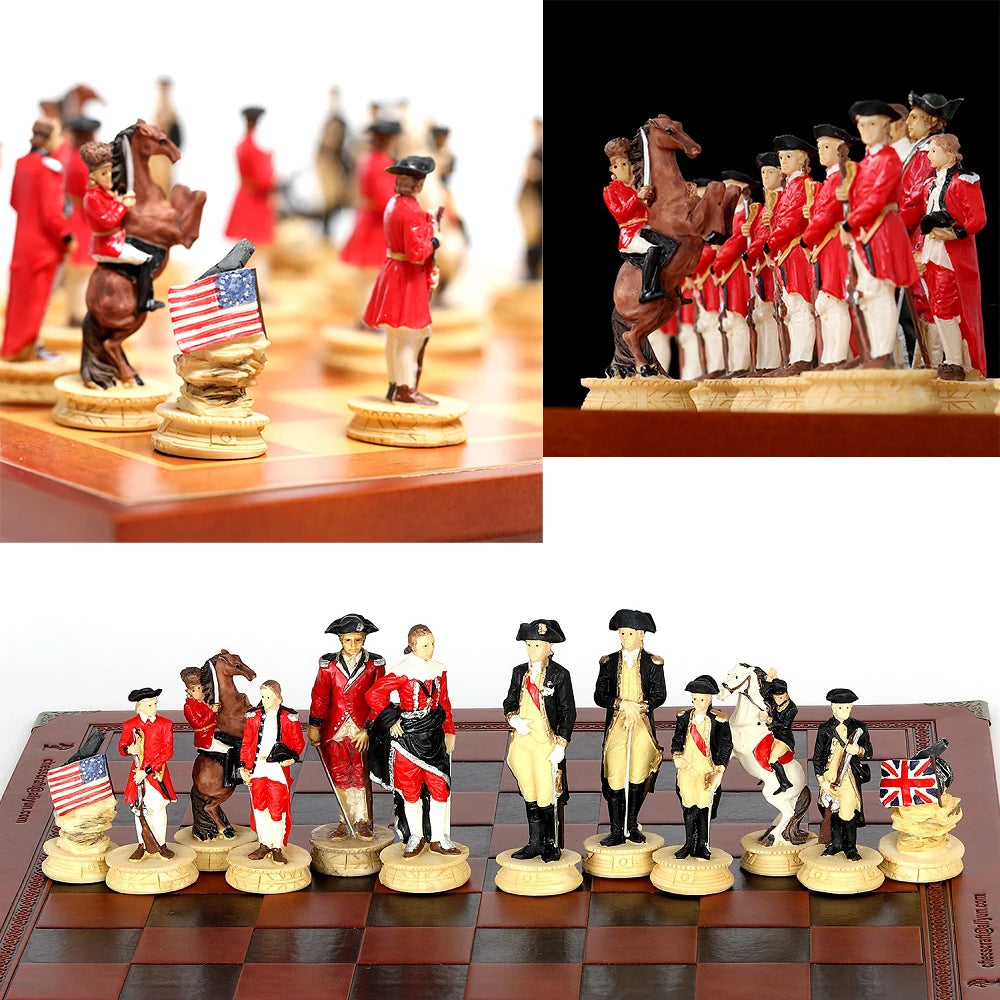 Role Theme Historical Chess Set ♟️ | Hand‑Painted Resin Pieces & Embossed Leather Board 🪄 | 32‑Piece Collector’s Gift Set 🎁 | Premium Strategy Game for Home & Display