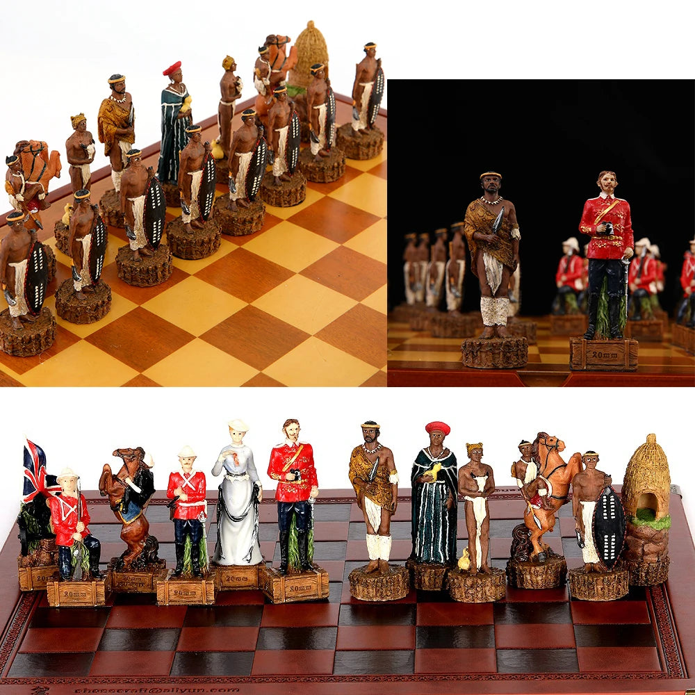 Role Theme Historical Chess Set ♟️ | Hand‑Painted Resin Pieces & Embossed Leather Board 🪄 | 32‑Piece Collector’s Gift Set 🎁 | Premium Strategy Game for Home & Display