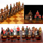 Luxury War‑Themed Metal & Resin Chess Set ♟️ | Hand‑Painted Knights on Leather Board | 32‑Piece Strategy Gift Set 🎁