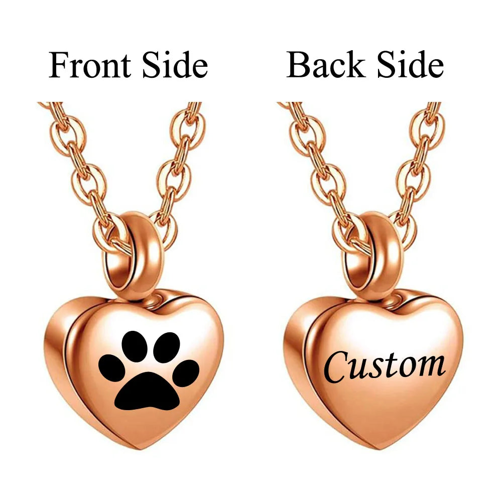🖤🐾 Stainless Steel Small Heart Pet Paw Urn Necklace 💖 | Memorial Ashes Keepsake Pendant Charm for Pets 🌈