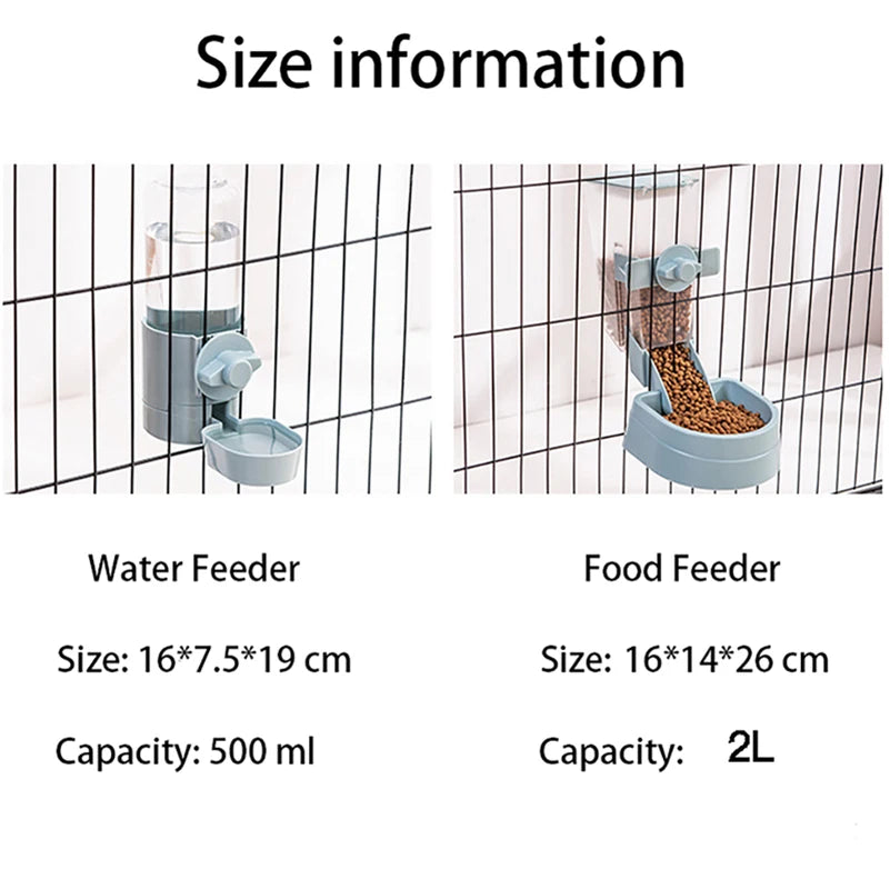 🐾🥣 Automatic Cage Hanging Pet Feeder & Water Dispenser