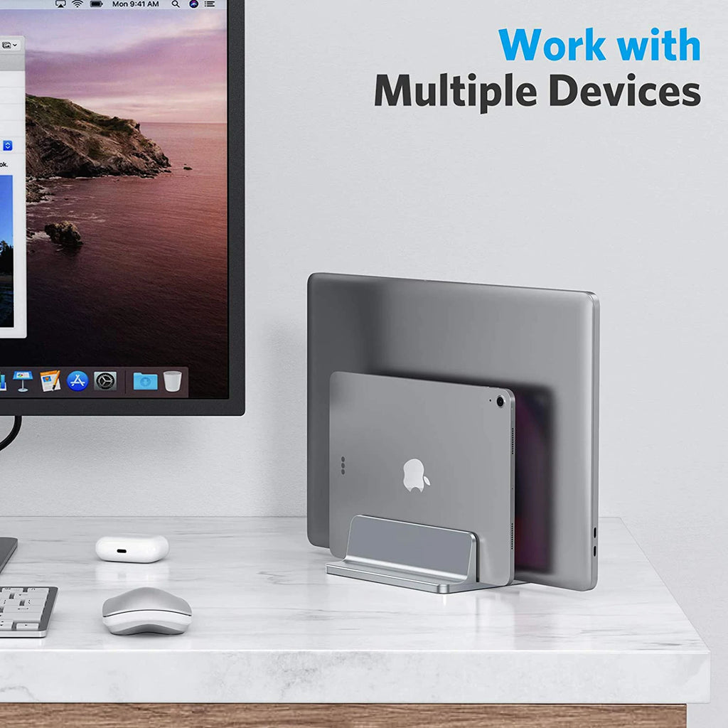 💻📐 Vertical Aluminum Laptop Stand – Adjustable Portable Holder