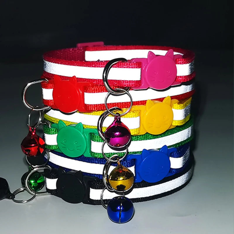 🐱✨ Reflective Adjustable Cat Collar – Personalized ID Free Engraving
