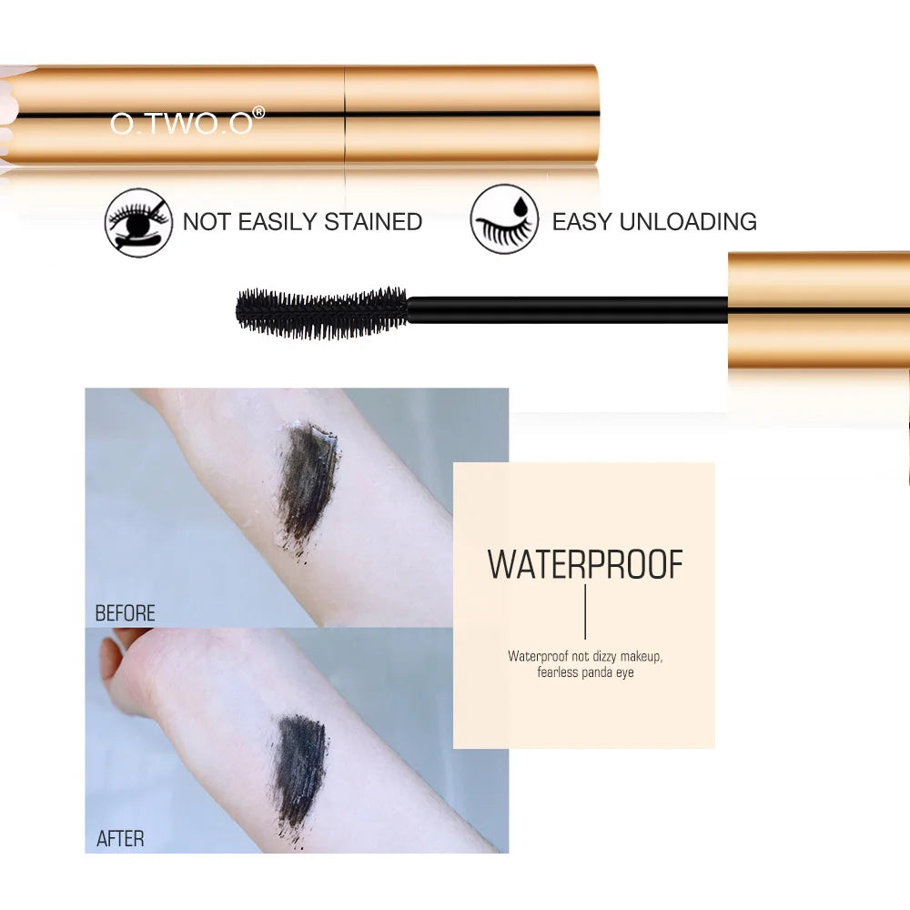 👁️✨ O.TWO.O 3D Lengthening Mascara – Black Long Lash Formula 💛 | Long-Wearing Gold Tube Mascara with Precision Brush