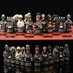 Luxury War‑Themed Metal & Resin Chess Set ♟️ | Hand‑Painted Knights on Leather Board | 32‑Piece Strategy Gift Set 🎁