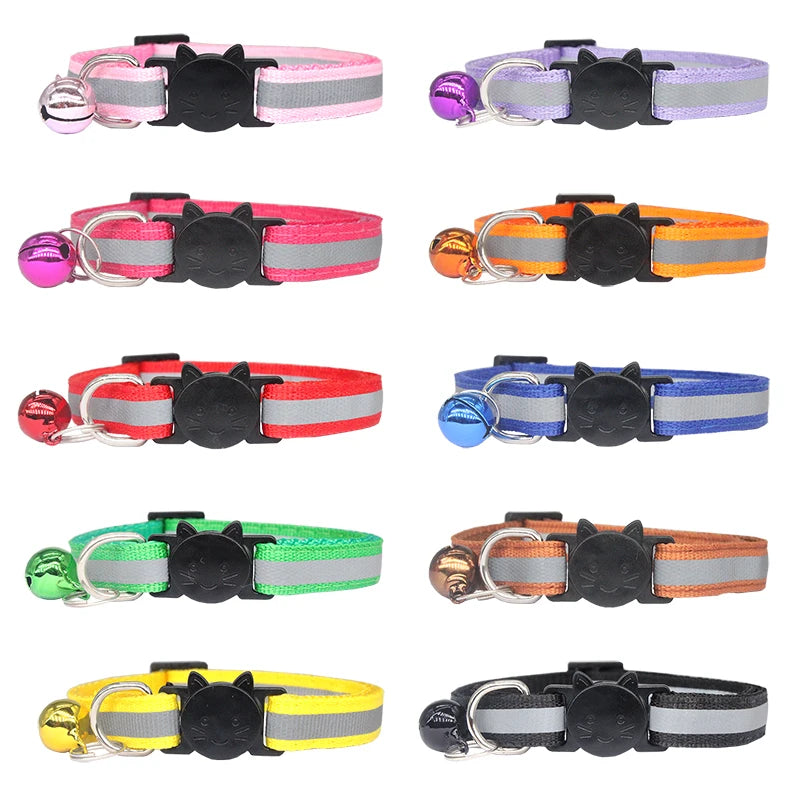 🐱✨ Reflective Adjustable Cat Collar – Personalized ID Free Engraving