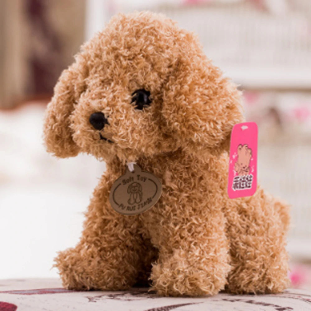 🐶🧸 8" Cute Teddy Dog Plush Toy – Curly Simulation Puppy Doll with Hanging Tag