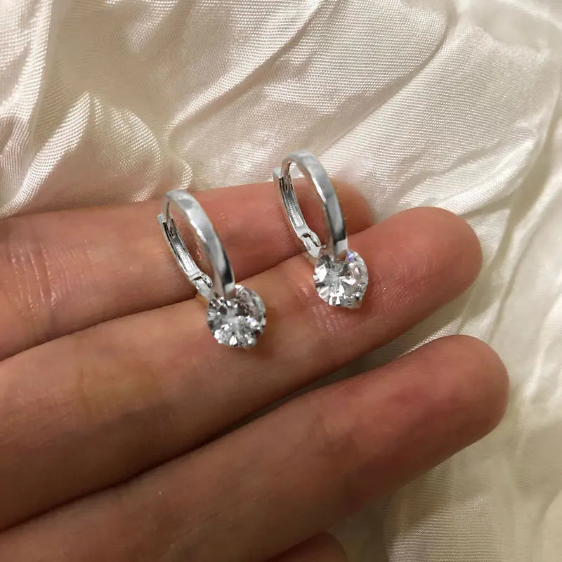 ✨💎 REETI 925 Sterling Silver Cubic Zirconia Round Pendant Hoop Earrings 🤍 | Elegant Huggie Earrings for Women 💖