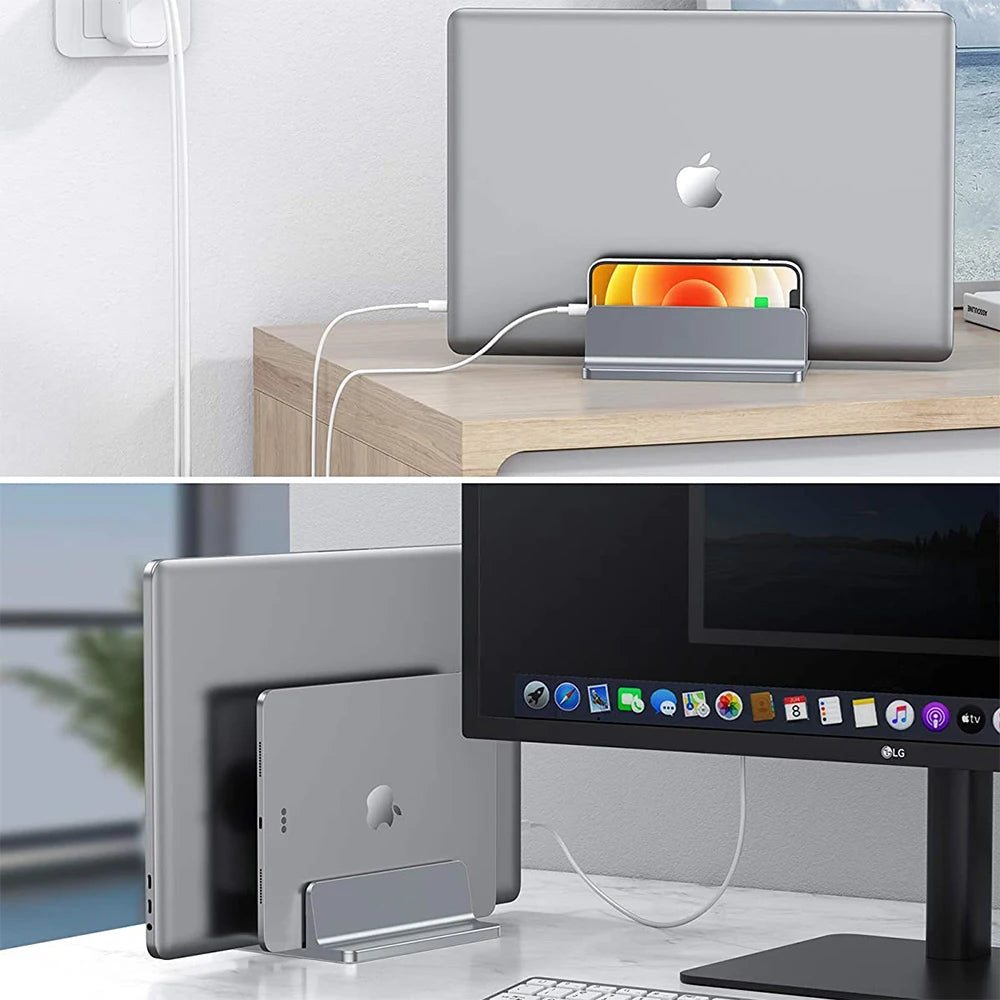 💻📐 Vertical Aluminum Laptop Stand – Adjustable Portable Holder