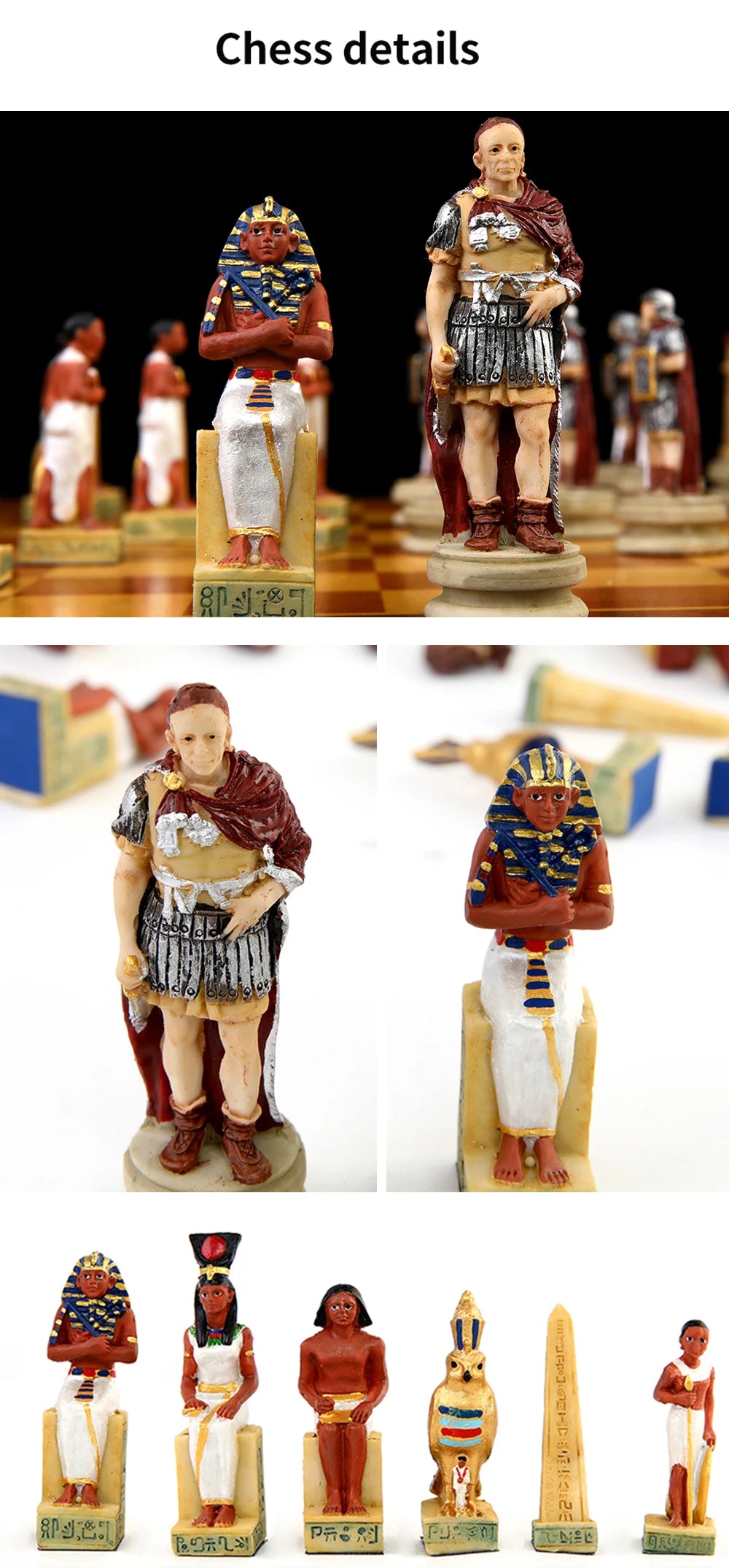 Role Theme Historical Chess Set ♟️ | Hand‑Painted Resin Pieces & Embossed Leather Board 🪄 | 32‑Piece Collector’s Gift Set 🎁 | Premium Strategy Game for Home & Display