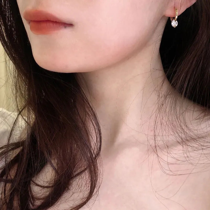 ✨💎 REETI 925 Sterling Silver Cubic Zirconia Round Pendant Hoop Earrings 🤍 | Elegant Huggie Earrings for Women 💖