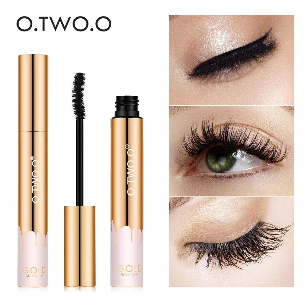 👁️✨ O.TWO.O 3D Lengthening Mascara – Black Long Lash Formula 💛 | Long-Wearing Gold Tube Mascara with Precision Brush