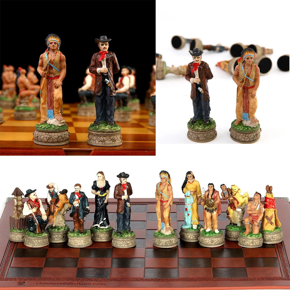Role Theme Historical Chess Set ♟️ | Hand‑Painted Resin Pieces & Embossed Leather Board 🪄 | 32‑Piece Collector’s Gift Set 🎁 | Premium Strategy Game for Home & Display