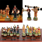 Luxury War‑Themed Metal & Resin Chess Set ♟️ | Hand‑Painted Knights on Leather Board | 32‑Piece Strategy Gift Set 🎁
