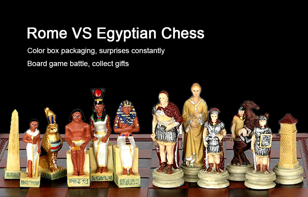 Role Theme Historical Chess Set ♟️ | Hand‑Painted Resin Pieces & Embossed Leather Board 🪄 | 32‑Piece Collector’s Gift Set 🎁 | Premium Strategy Game for Home & Display