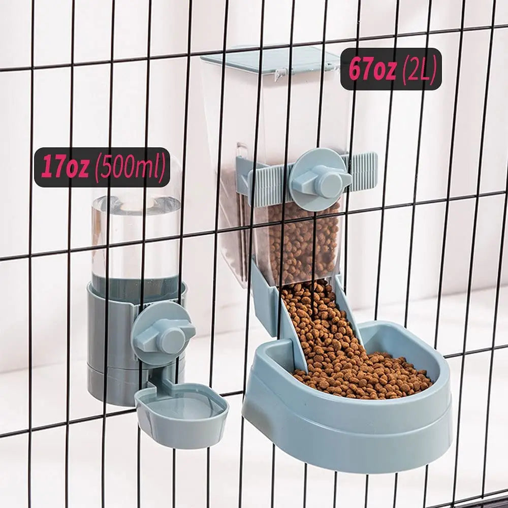🐾🥣 Automatic Cage Hanging Pet Feeder & Water Dispenser
