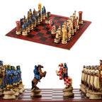 Luxury War‑Themed Metal & Resin Chess Set ♟️ | Hand‑Painted Knights on Leather Board | 32‑Piece Strategy Gift Set 🎁