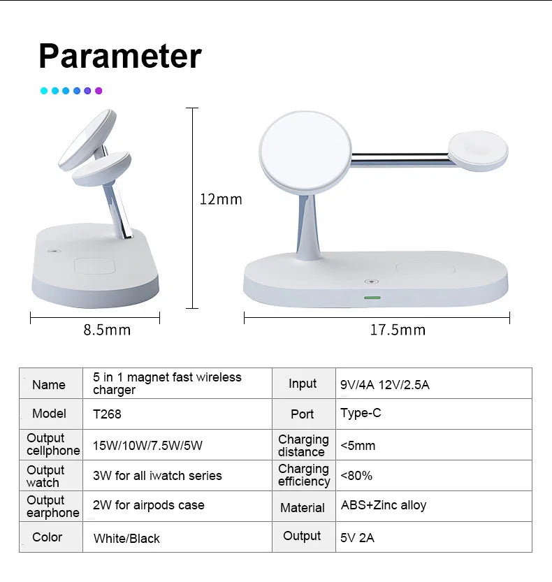 3-in-1 Wireless Charger Stand – Fast Charging for iPhone, Apple Watch & AirPods