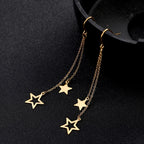 ⭐ Teamer Star Moon Pendant Tassel Earrings ✨ | Stainless Steel Dangle Earrings for Women & Girls 💕 | Korean Trendy Jewelry Valentine’s Day Gift 💝