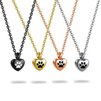 🖤🐾 Stainless Steel Small Heart Pet Paw Urn Necklace 💖 | Memorial Ashes Keepsake Pendant Charm for Pets 🌈