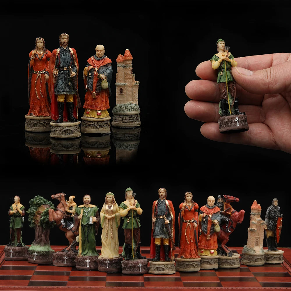 Role Theme Historical Chess Set ♟️ | Hand‑Painted Resin Pieces & Embossed Leather Board 🪄 | 32‑Piece Collector’s Gift Set 🎁 | Premium Strategy Game for Home & Display