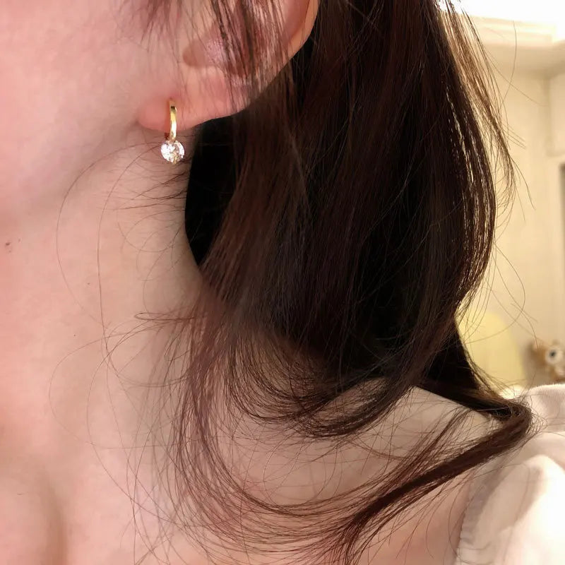 ✨💎 REETI 925 Sterling Silver Cubic Zirconia Round Pendant Hoop Earrings 🤍 | Elegant Huggie Earrings for Women 💖