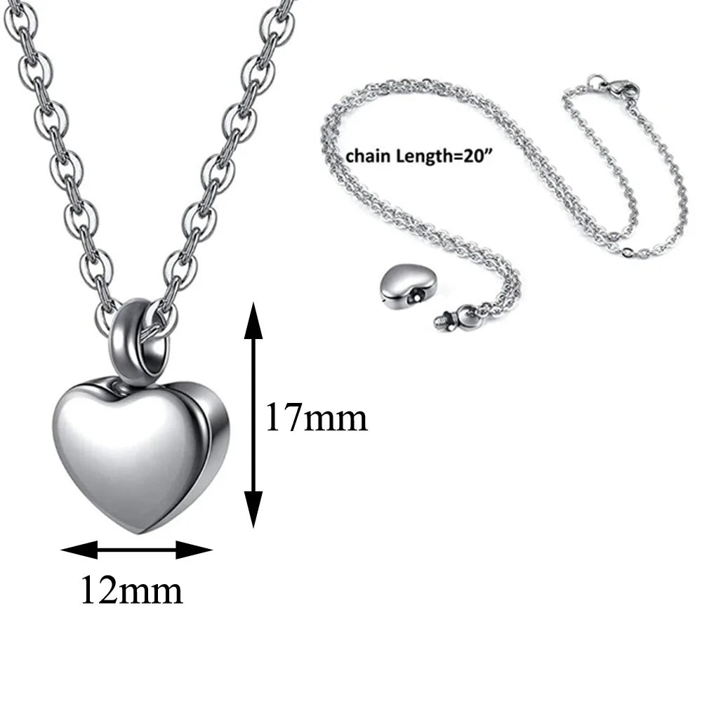 🖤🐾 Stainless Steel Small Heart Pet Paw Urn Necklace 💖 | Memorial Ashes Keepsake Pendant Charm for Pets 🌈