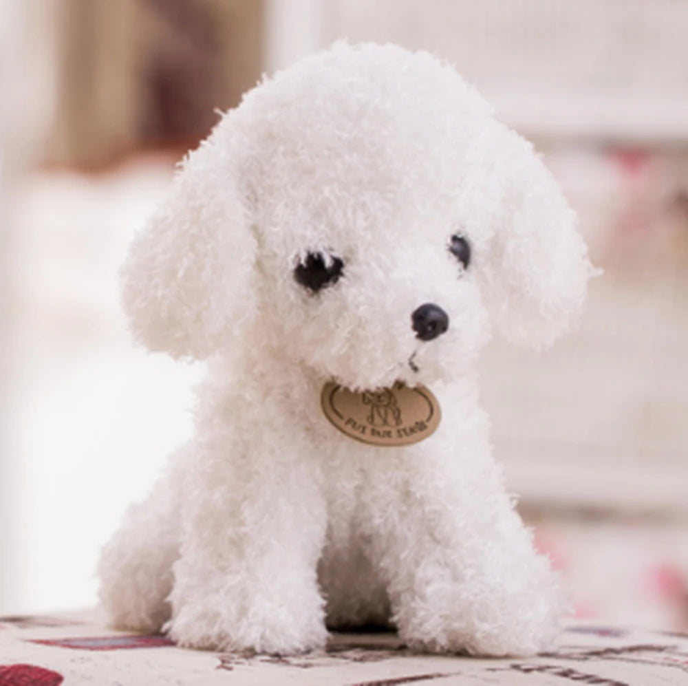 🐶🧸 8" Cute Teddy Dog Plush Toy – Curly Simulation Puppy Doll with Hanging Tag