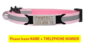 🐱✨ Reflective Adjustable Cat Collar – Personalized ID Free Engraving