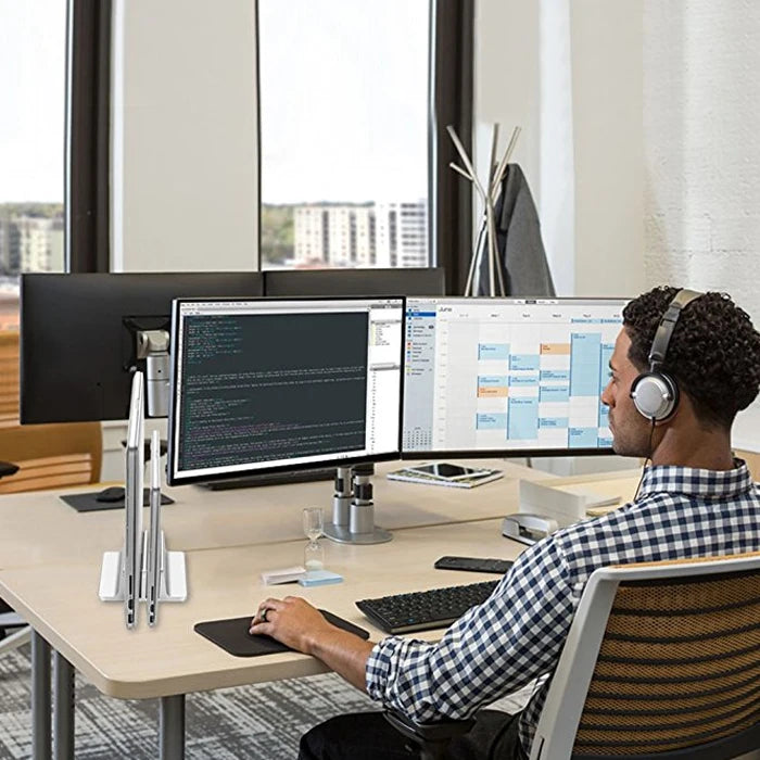 💻📐 Vertical Aluminum Laptop Stand – Adjustable Portable Holder