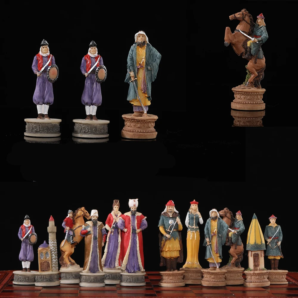 Role Theme Historical Chess Set ♟️ | Hand‑Painted Resin Pieces & Embossed Leather Board 🪄 | 32‑Piece Collector’s Gift Set 🎁 | Premium Strategy Game for Home & Display