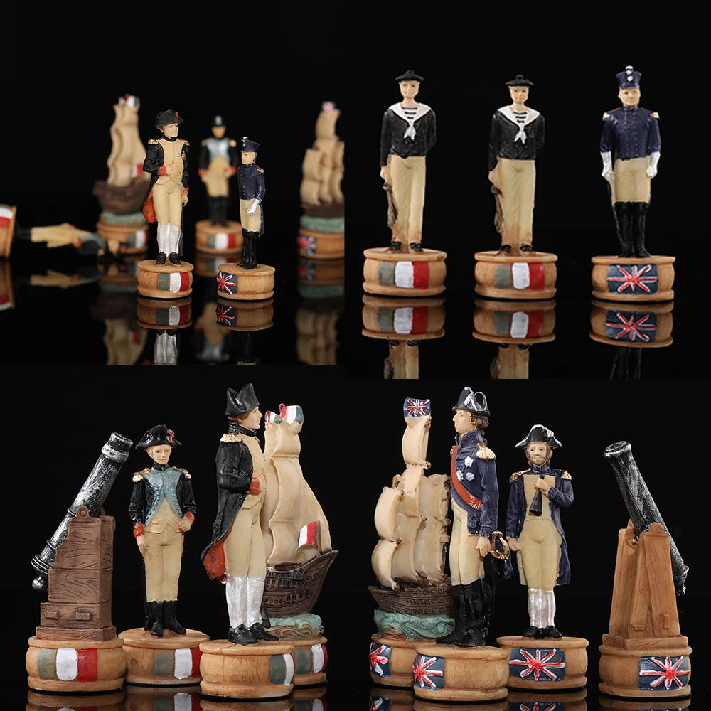 Luxury War‑Themed Metal & Resin Chess Set ♟️ | Hand‑Painted Knights on Leather Board | 32‑Piece Strategy Gift Set 🎁