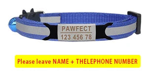 🐱✨ Reflective Adjustable Cat Collar – Personalized ID Free Engraving
