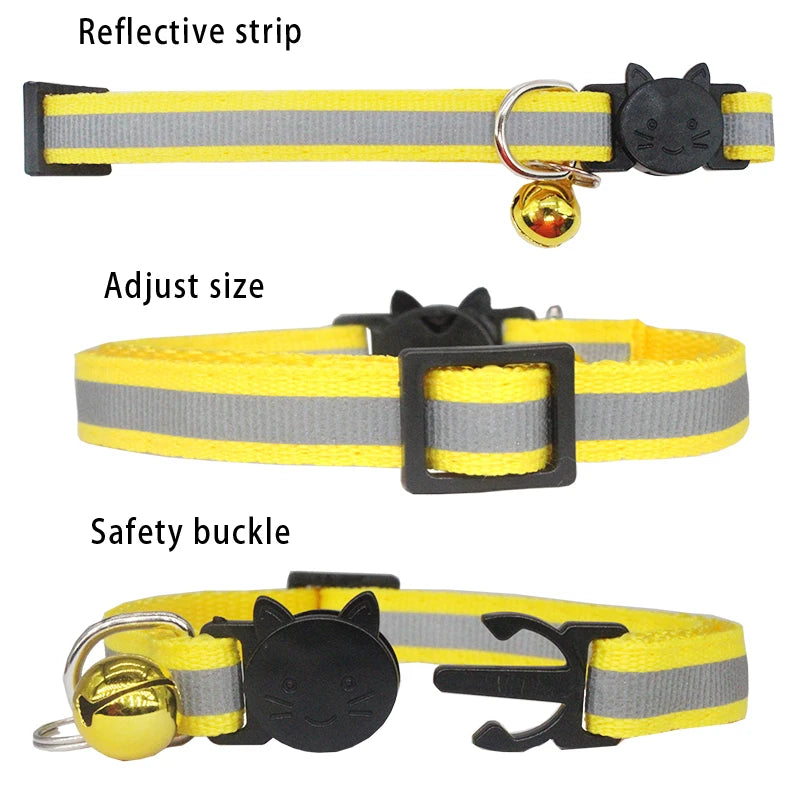 🐱✨ Reflective Adjustable Cat Collar – Personalized ID Free Engraving