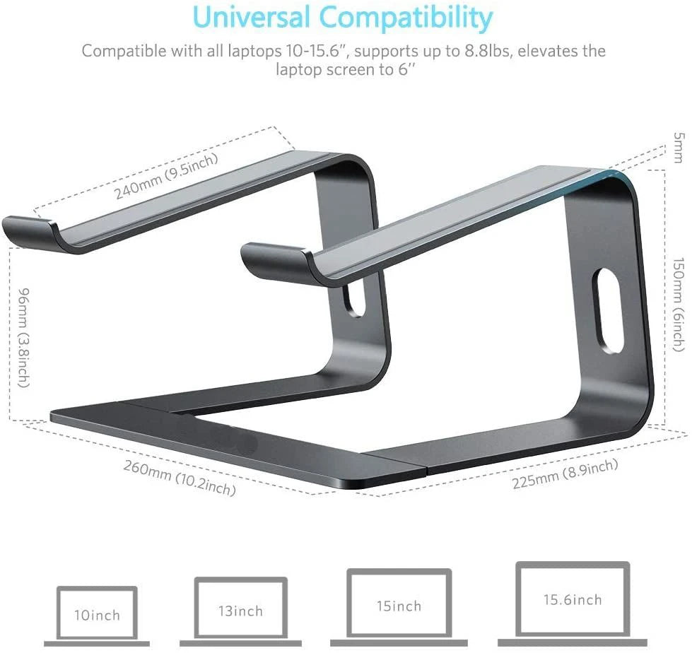 💻📐 Jomaa Ergonomic Aluminum Laptop Stand – Detachable Riser