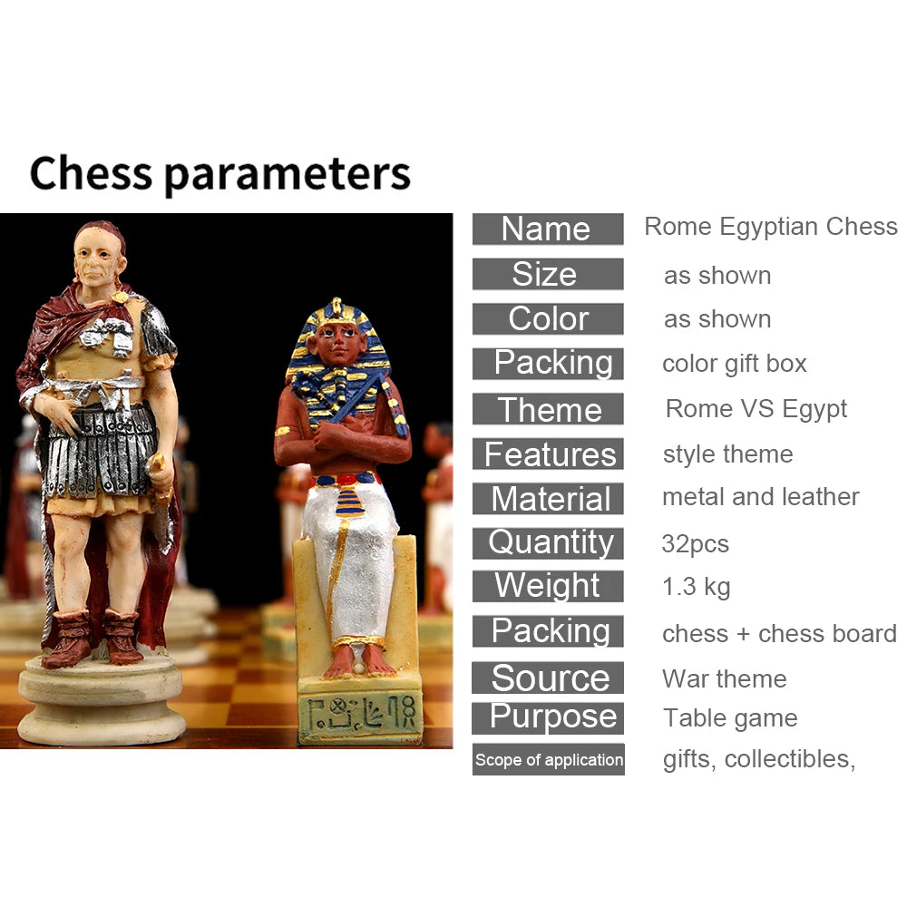 Role Theme Historical Chess Set ♟️ | Hand‑Painted Resin Pieces & Embossed Leather Board 🪄 | 32‑Piece Collector’s Gift Set 🎁 | Premium Strategy Game for Home & Display