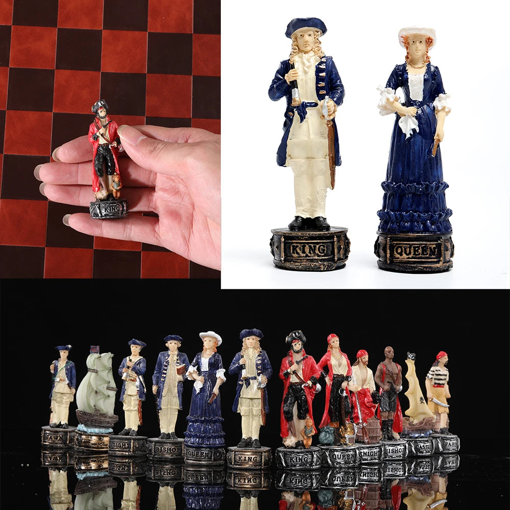 Role Theme Historical Chess Set ♟️ | Hand‑Painted Resin Pieces & Embossed Leather Board 🪄 | 32‑Piece Collector’s Gift Set 🎁 | Premium Strategy Game for Home & Display