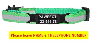 🐱✨ Reflective Adjustable Cat Collar – Personalized ID Free Engraving