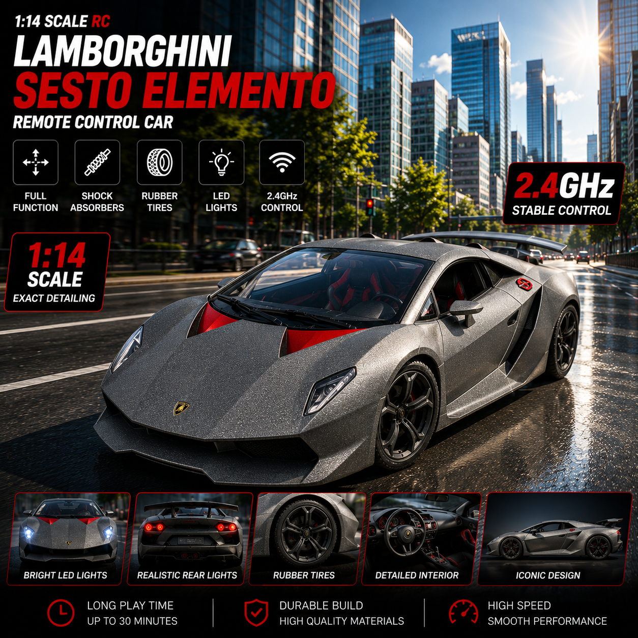 Realistic Lamborghini Sesto Elemento RTR RC sports car