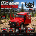 Realistic Land Rover Defender remote control SUV in red finish