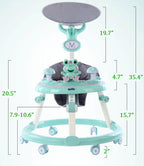🍼🐸 Frog Baby Walker Anti-O-Leg Multifunctional Anti-Rollover with Music | 6-12 Months | Silent Wheels Option